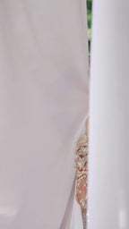 Saffron | Aylin – Rust Hand-Embellished Net Maxi Dress with Raw Silk Lehenga