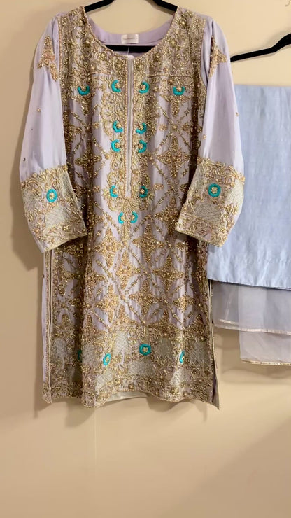 Ice Blue- Hand Embroidery