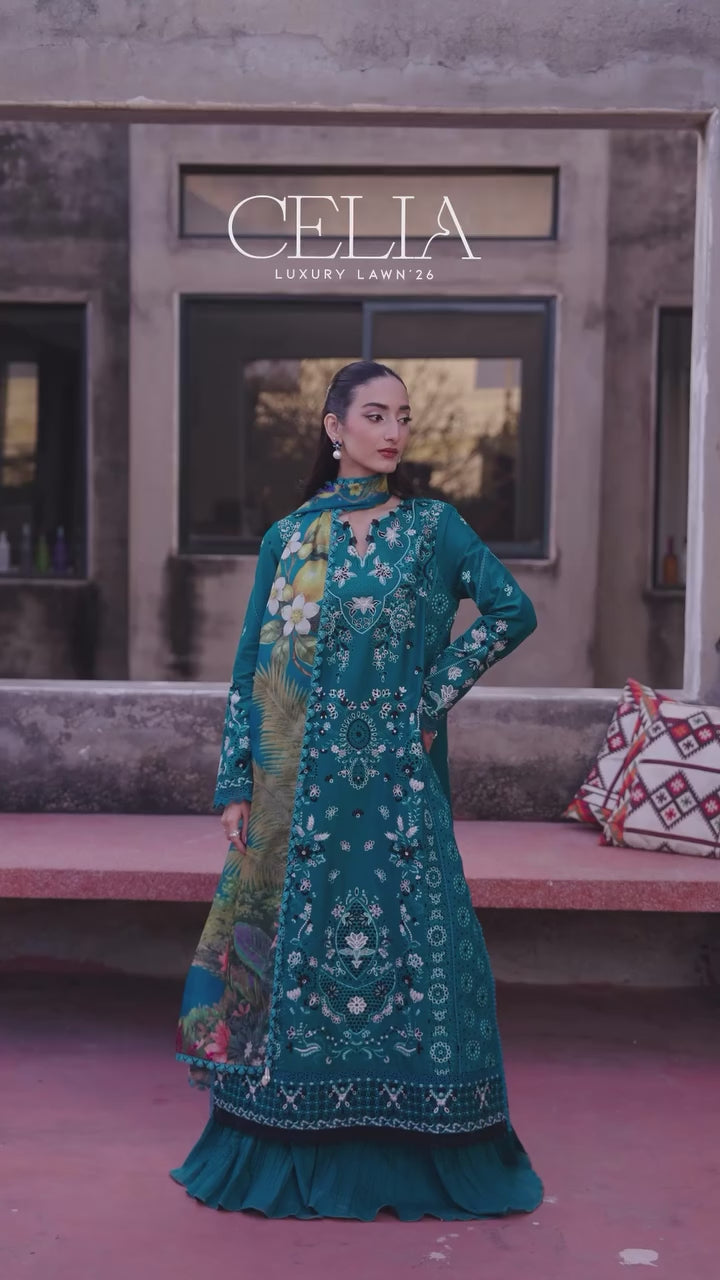 Azurea – Zarposh | Teal Embroidered Lawn 3-Piece Suit