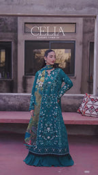 Azurea – Zarposh | Teal Embroidered Lawn 3-Piece Suit