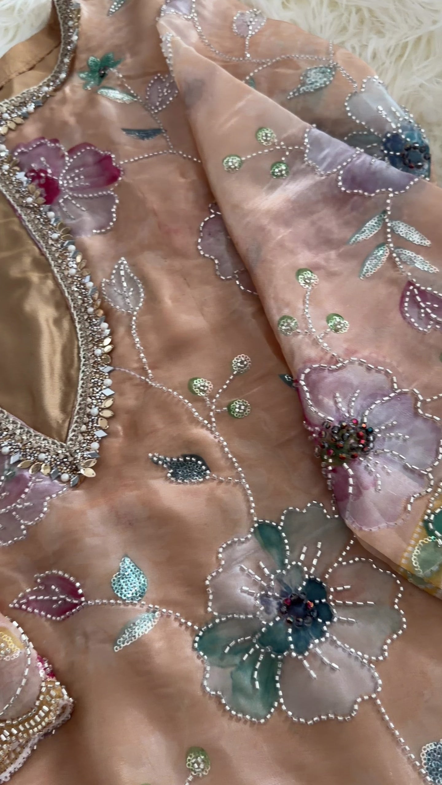 Pastel Bloom Embroidered Kaftan