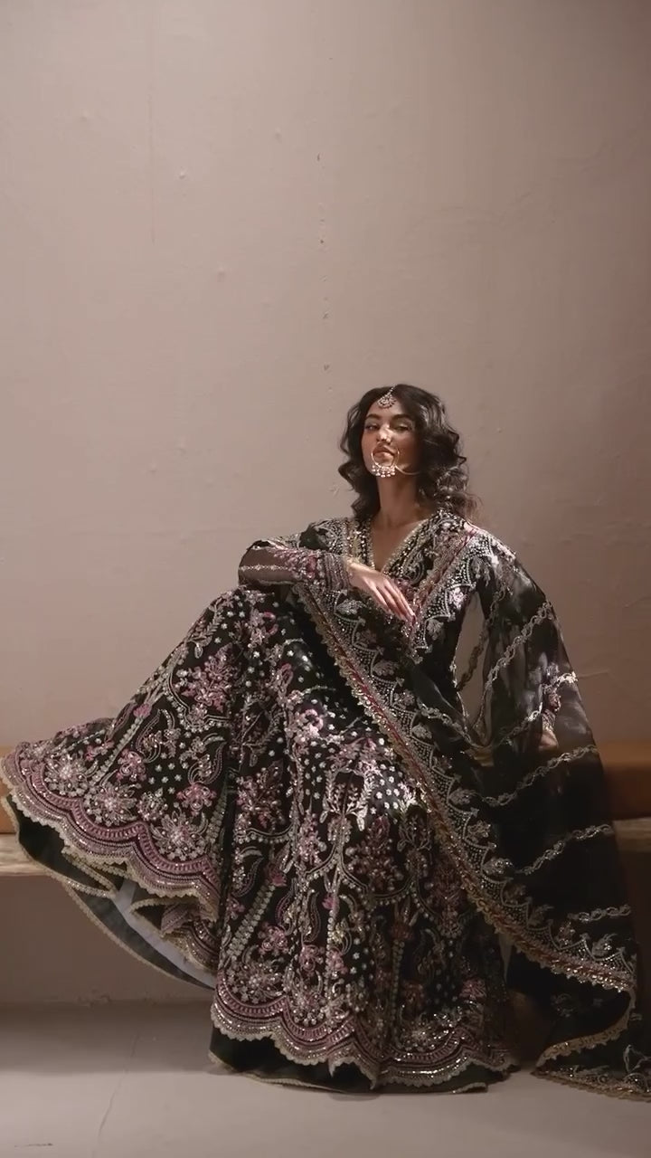 Qara – Zarposh | Organza Hand-Embroidered Formal 3-Piece Suit