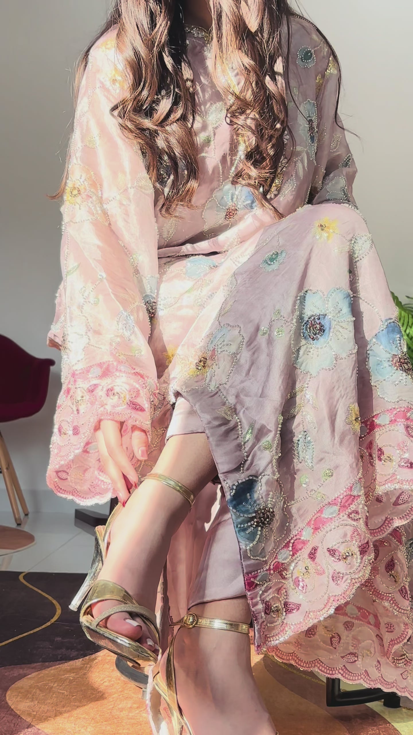 Pastel Bloom Embroidered Kaftan