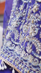 Orchid – Zarposh | Blue Organza Hand-Embroidered Formal 3-Piece Suit
