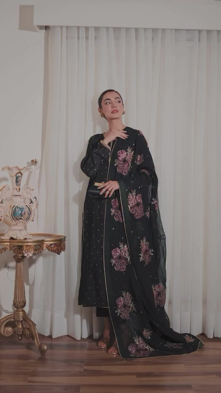 Vanya | Embroidered Silk & Chiffon Formal 3-Piece Suit