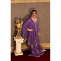 Purple chiffon suit with silver embroidery and a chiffon embroidered dupatta is perfect for both formal and party wear. The neckline is adorned with pearl work. 