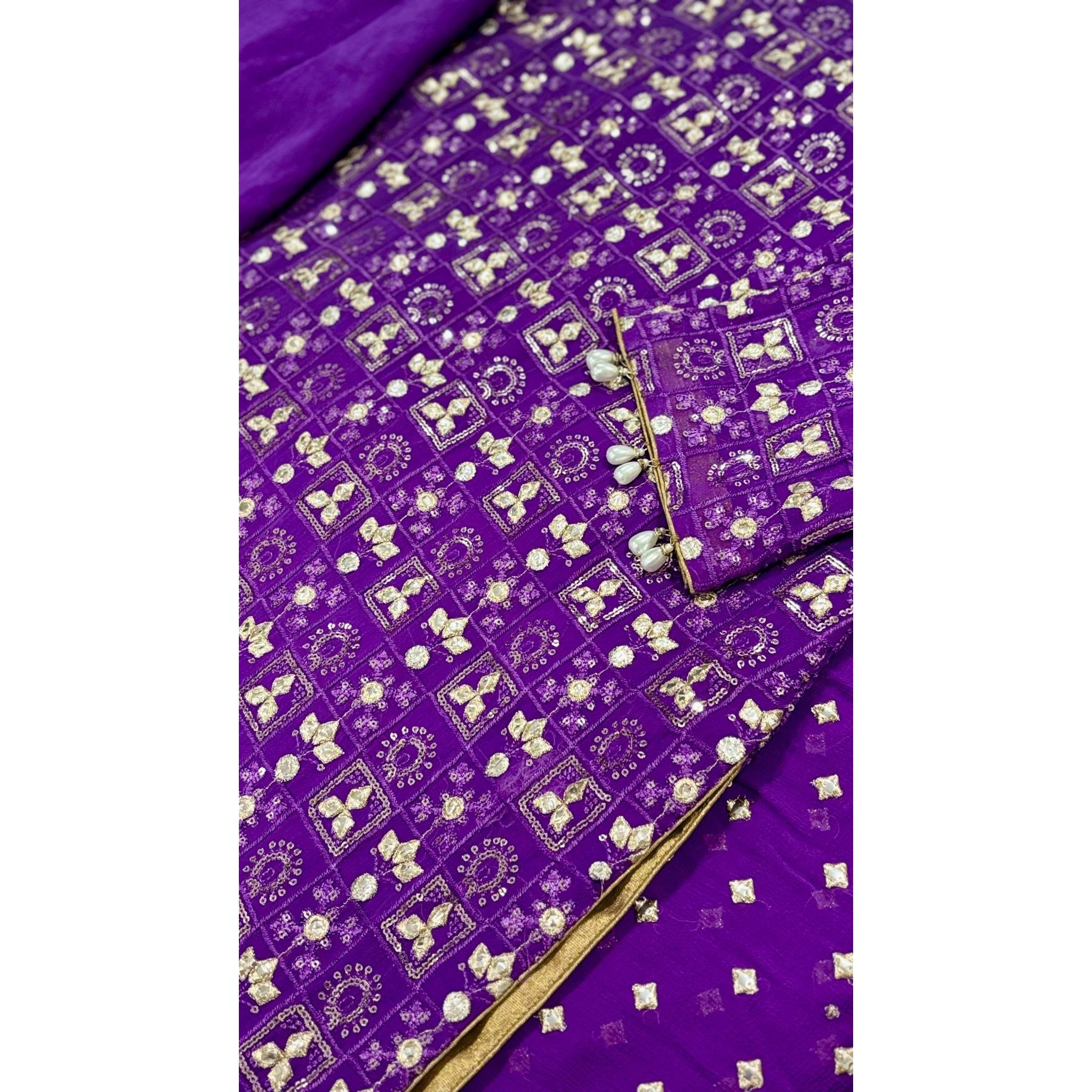 • Clothing: Embroidered/Printed suit for women - Made of best quality fabric - lawn or linen or chiffon - pure silk - Available at Najma Designs & Co. • Jewelry: Gold - plated stud earrings for