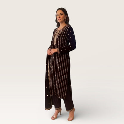 • Clothing: Embroidered/Printed suit for women - Made of best quality fabric - lawn or linen or chiffon - pure silk - Available at Najma Designs & Co. • Jewelry: Gold - plated stud earrings for