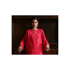 Stitched 3-Piece Chikankari Embroidered Linen Suit in Pink – Chiffon Embroidered Dupatta & Plain Linen Trouser – Elegant Pakistani Outfit for Women