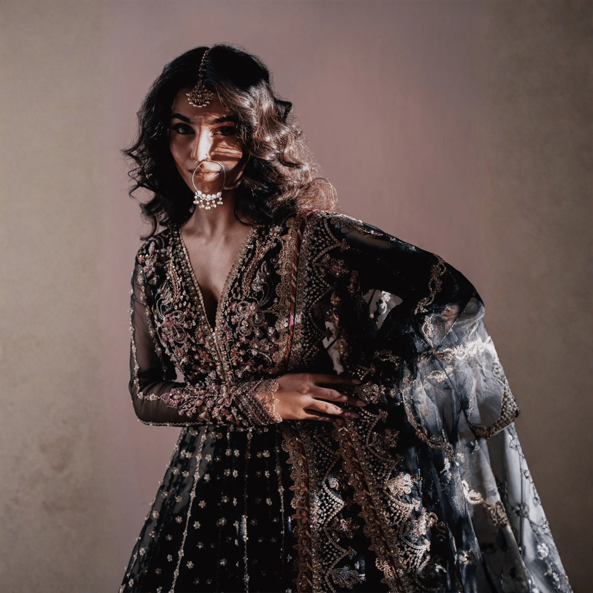 • Clothing: Embroidered/Printed suit for women - Made of best quality fabric - lawn or linen or chiffon - pure silk - Available at Najma Designs & Co. • Jewelry: Gold - plated stud earrings for