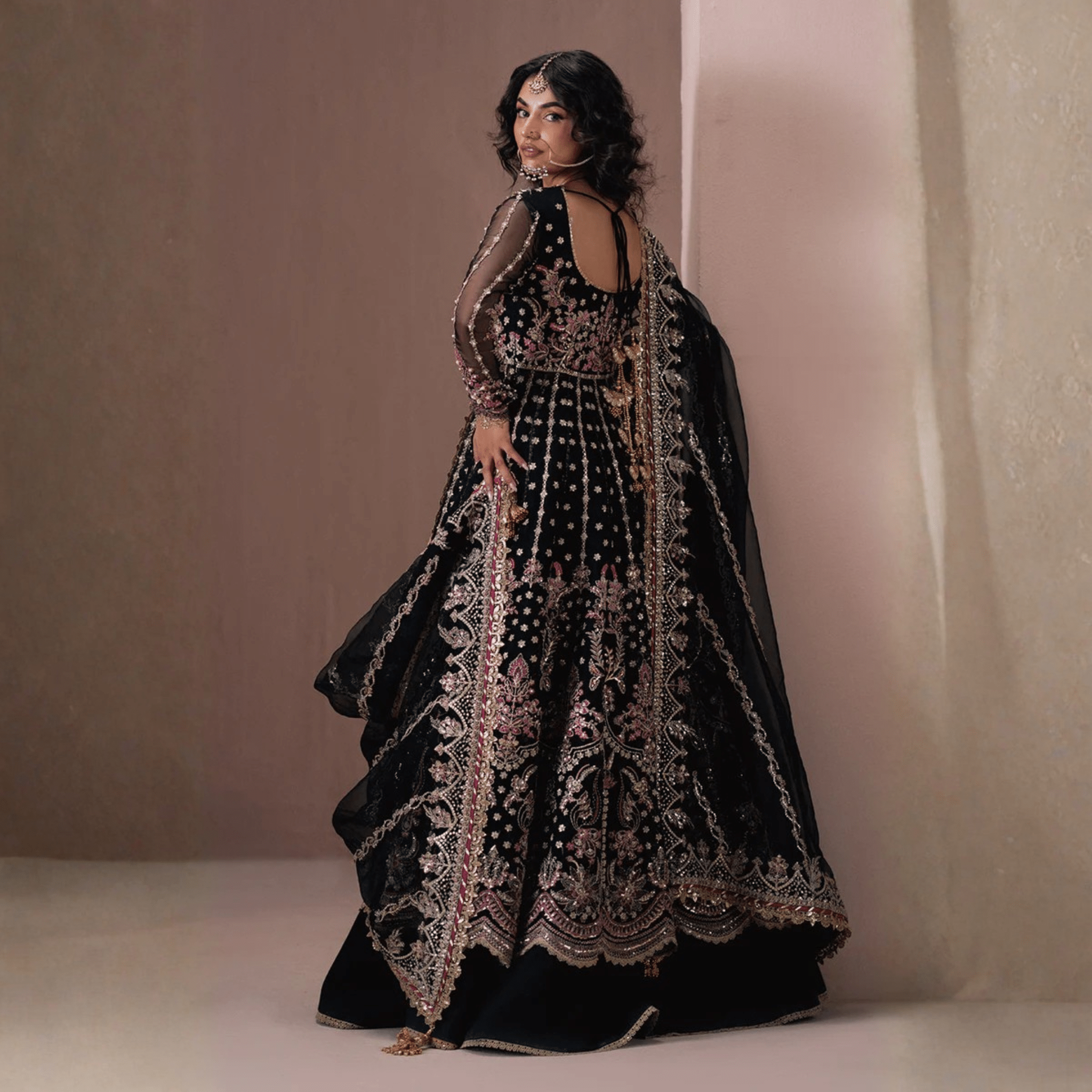 • Clothing: Embroidered/Printed suit for women - Made of best quality fabric - lawn or linen or chiffon - pure silk - Available at Najma Designs & Co. • Jewelry: Gold - plated stud earrings for