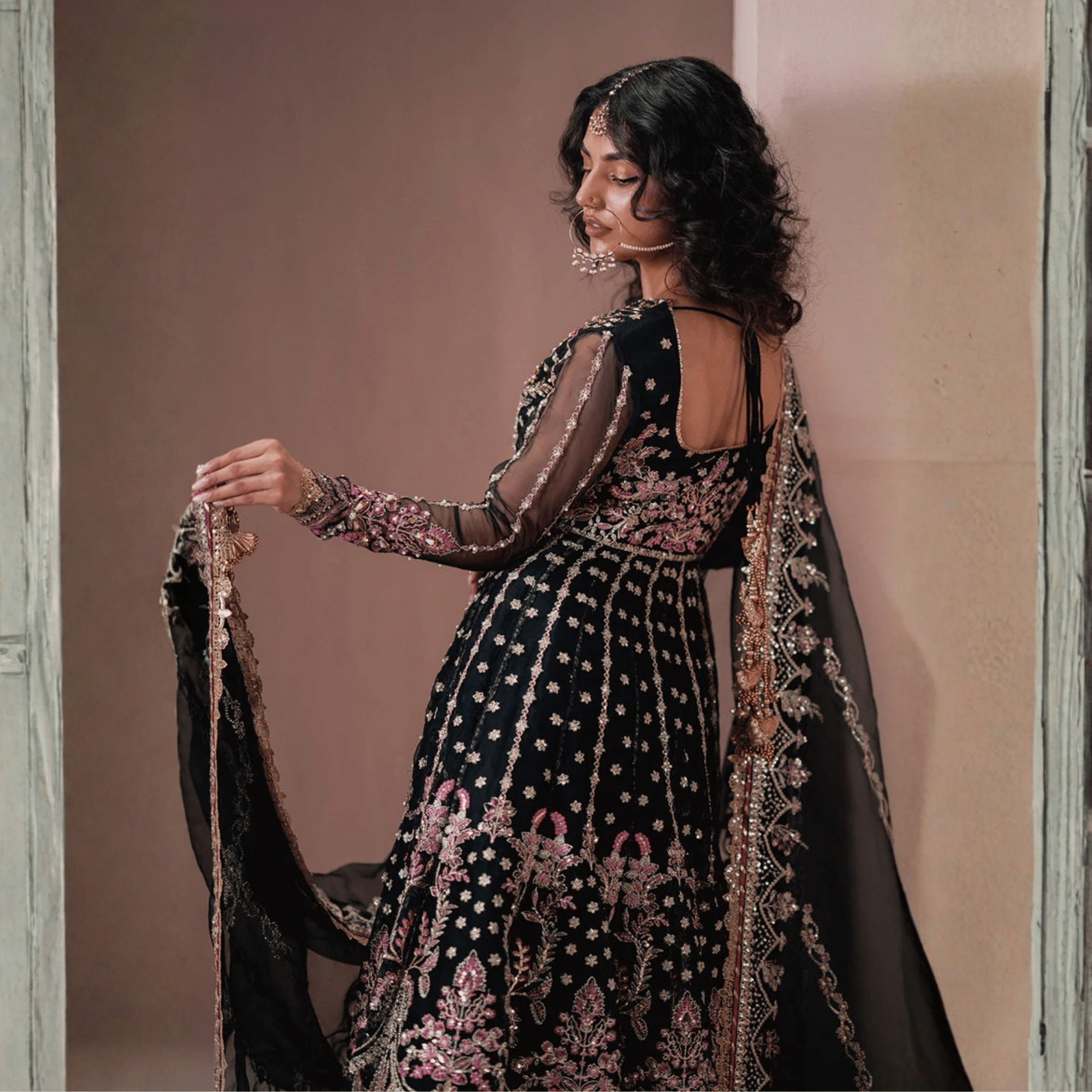 • Clothing: Embroidered/Printed suit for women - Made of best quality fabric - lawn or linen or chiffon - pure silk - Available at Najma Designs & Co. • Jewelry: Gold - plated stud earrings for