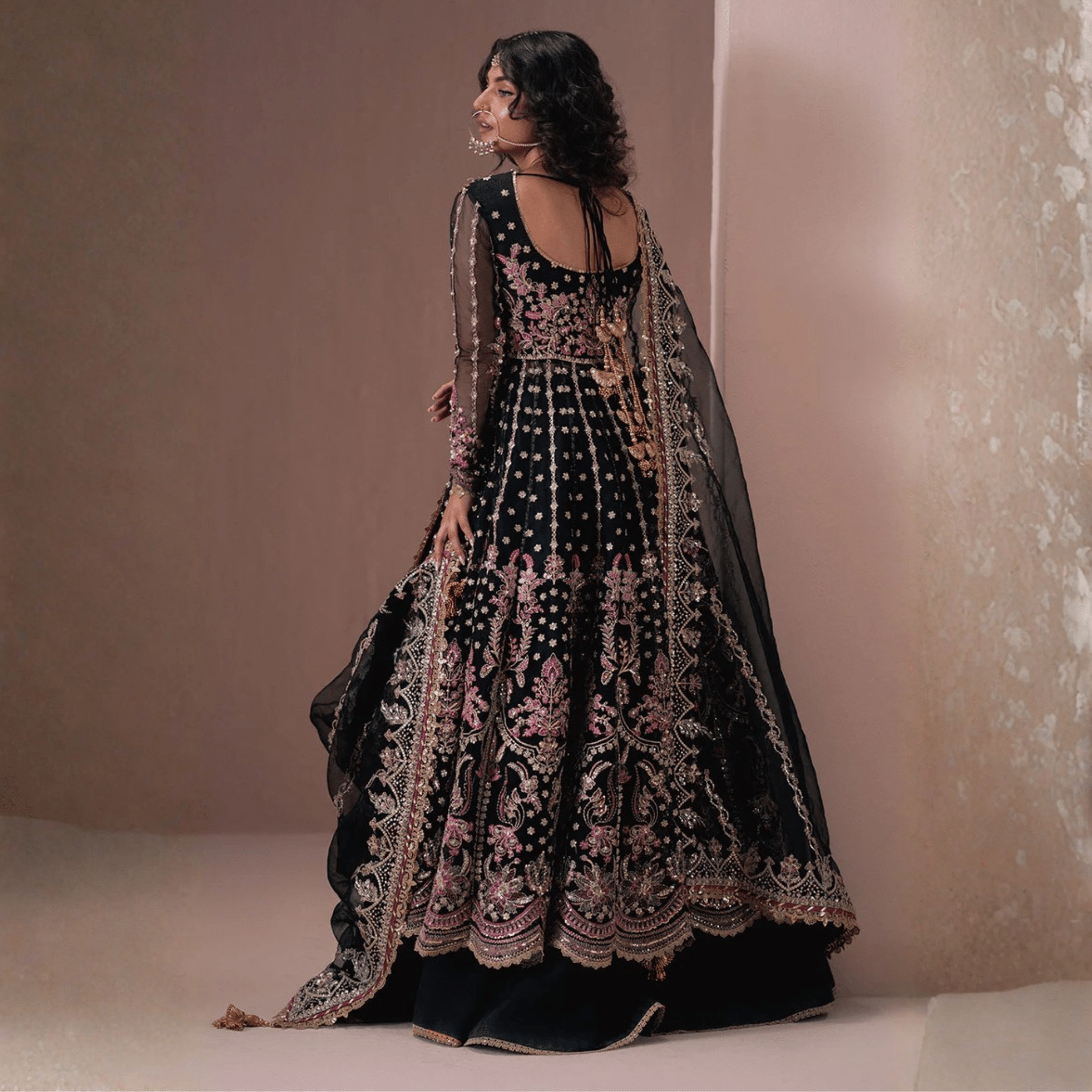 • Clothing: Embroidered/Printed suit for women - Made of best quality fabric - lawn or linen or chiffon - pure silk - Available at Najma Designs & Co. • Jewelry: Gold - plated stud earrings for