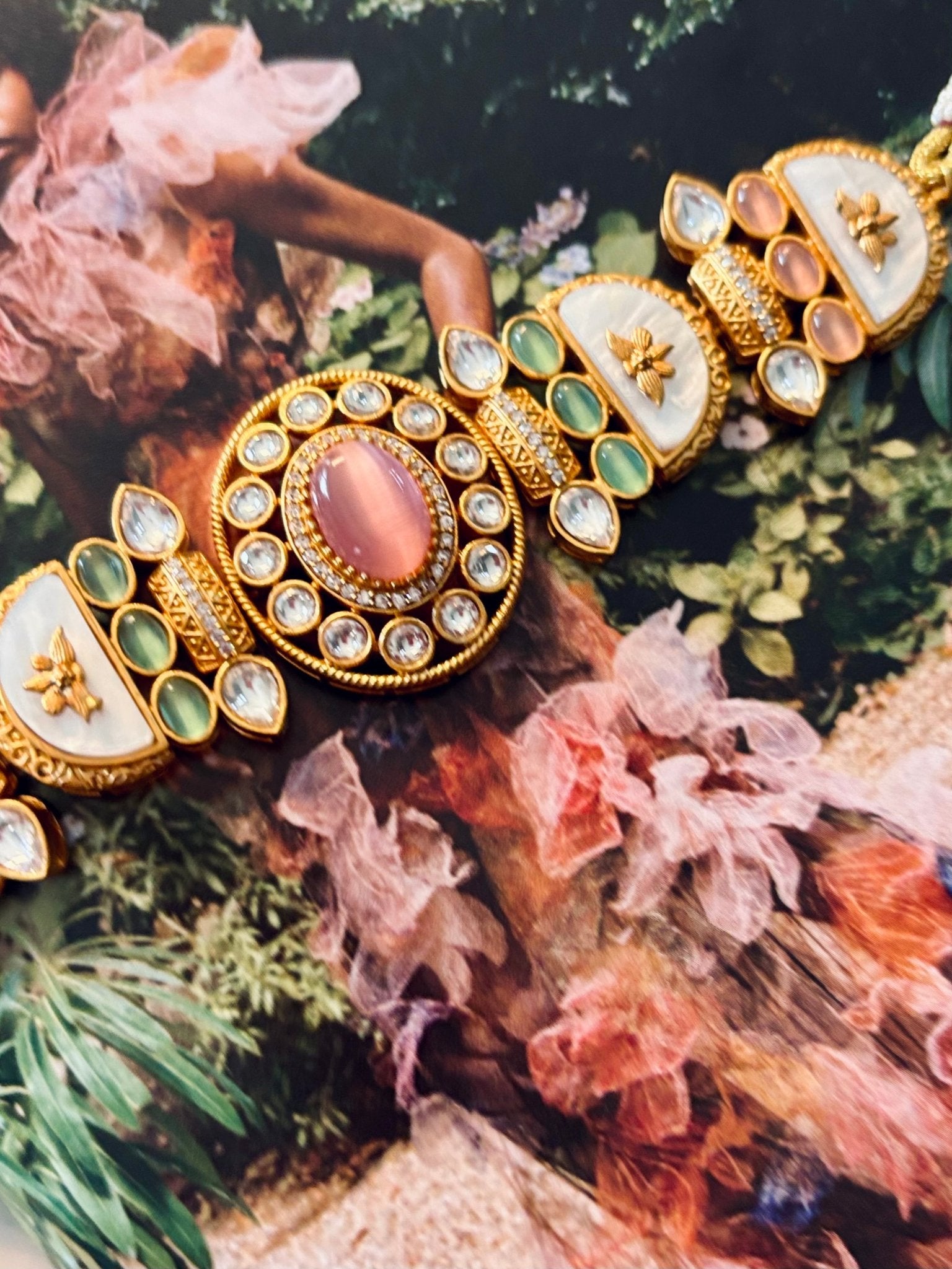 • Clothing: Embroidered/Printed suit for women - Made of best quality fabric - lawn or linen or chiffon - pure silk - Available at Najma Designs & Co. • Jewelry: Gold - plated stud earrings for