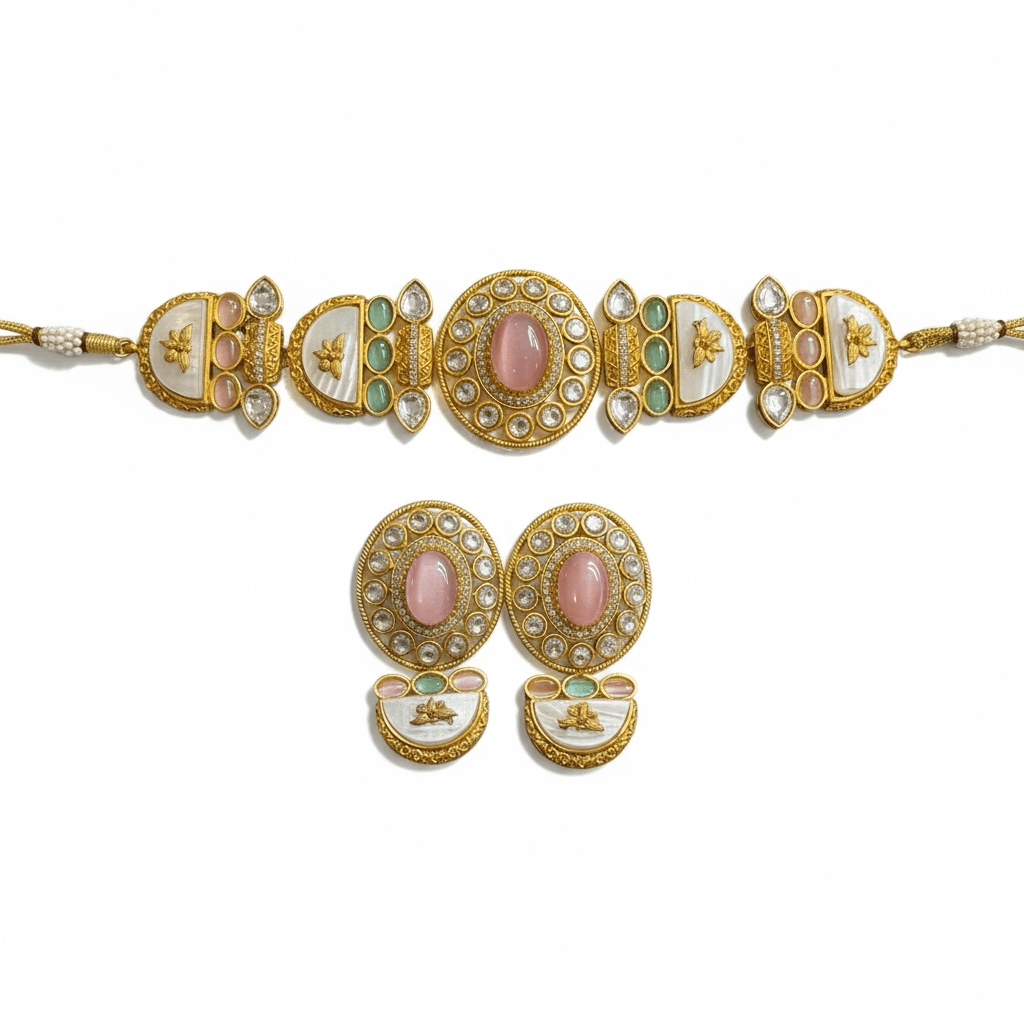 • Clothing: Embroidered/Printed suit for women - Made of best quality fabric - lawn or linen or chiffon - pure silk - Available at Najma Designs & Co. • Jewelry: Gold - plated stud earrings for