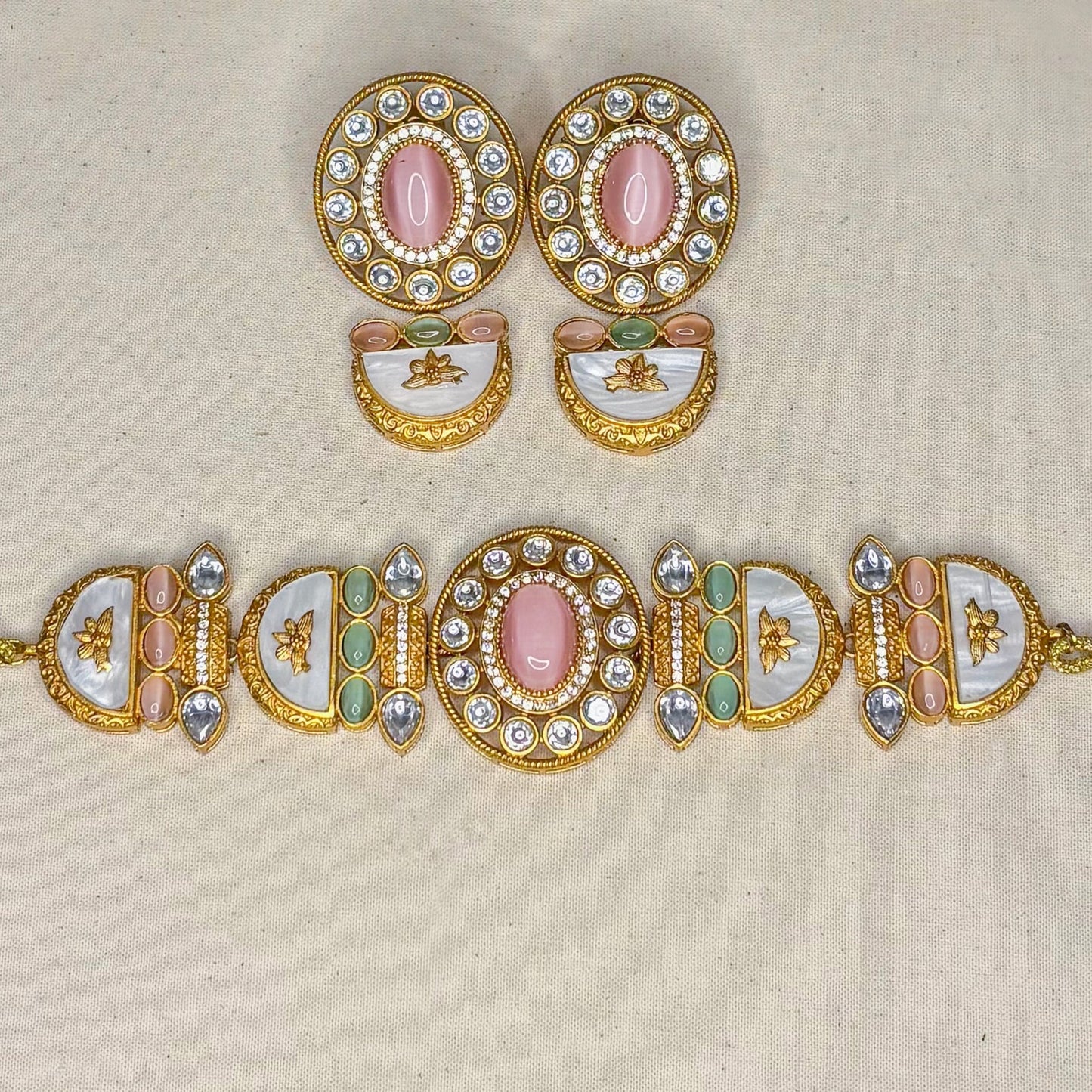 • Clothing: Embroidered/Printed suit for women - Made of best quality fabric - lawn or linen or chiffon - pure silk - Available at Najma Designs & Co. • Jewelry: Gold - plated stud earrings for