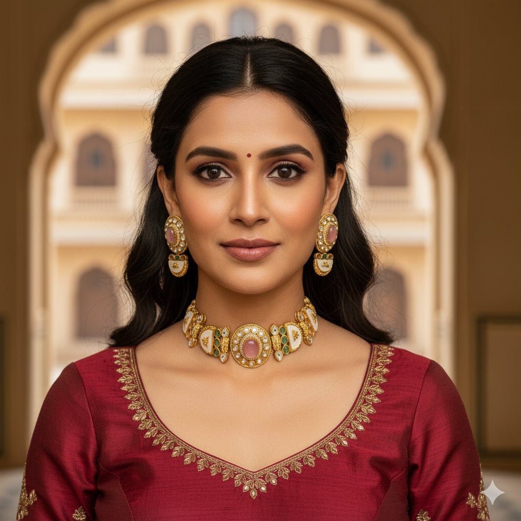 • Clothing: Embroidered/Printed suit for women - Made of best quality fabric - lawn or linen or chiffon - pure silk - Available at Najma Designs & Co. • Jewelry: Gold - plated stud earrings for