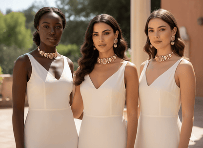 • Clothing: Embroidered/Printed suit for women - Made of best quality fabric - lawn or linen or chiffon - pure silk - Available at Najma Designs & Co. • Jewelry: Gold - plated stud earrings for