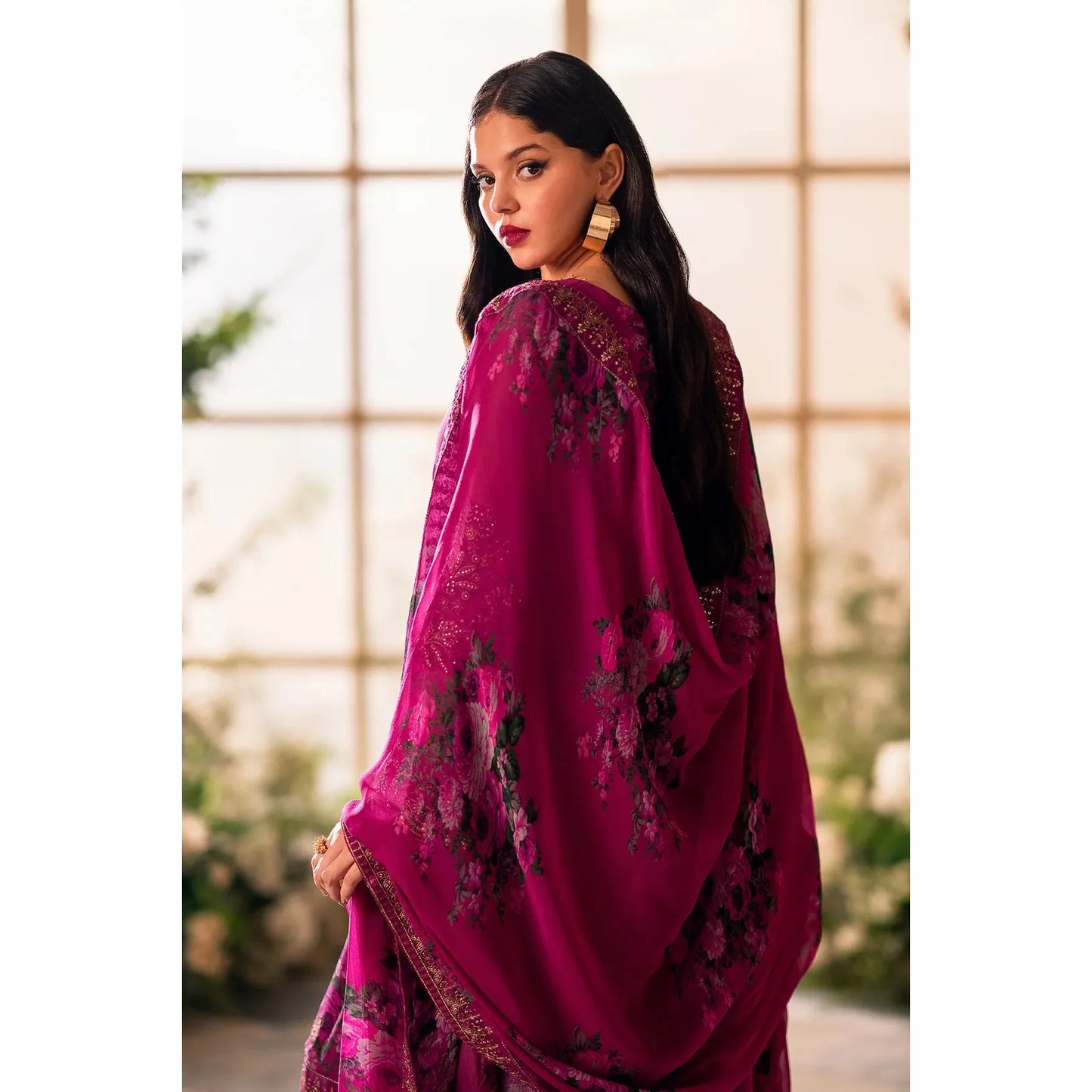 Charizma - 3-PC Stitched Embroidered Chiffon - Pink