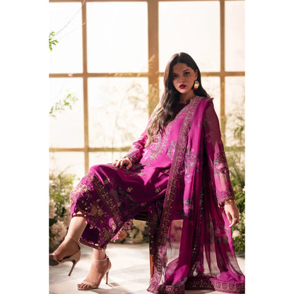 Charizma - 3-PC Stitched Embroidered Chiffon - Pink