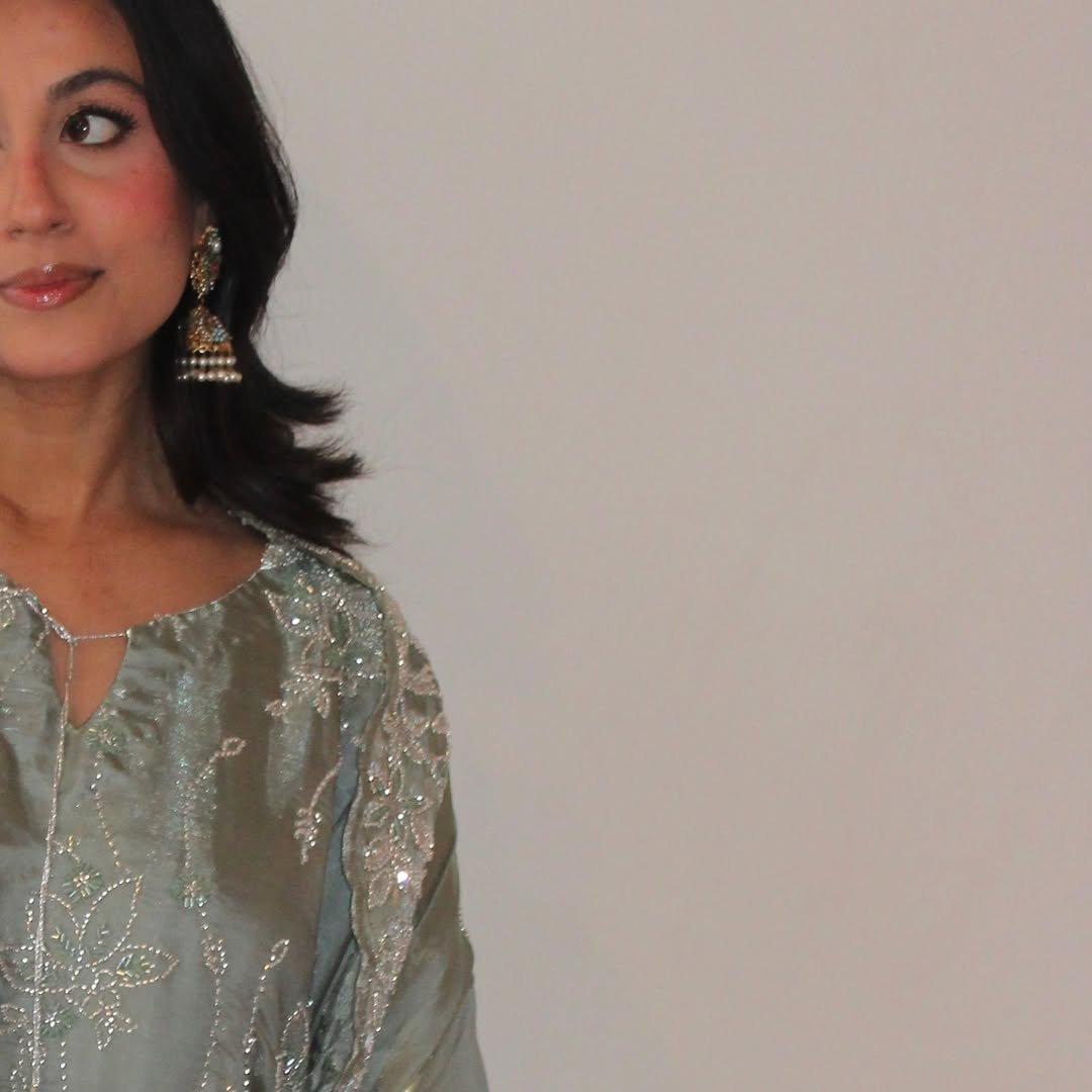 • Clothing: Embroidered/Printed suit for women - Made of best quality fabric - lawn or linen or chiffon - pure silk - Available at Najma Designs & Co. • Jewelry: Gold - plated stud earrings for