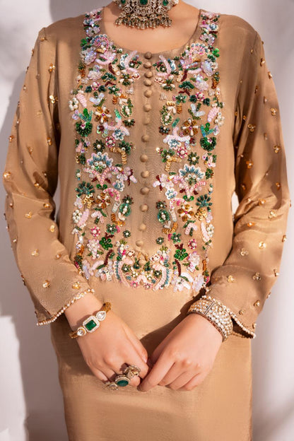 • Clothing: Embroidered/Printed suit for women - Made of best quality fabric - lawn or linen or chiffon - pure silk - Available at Najma Designs & Co. • Jewelry: Gold - plated stud earrings for