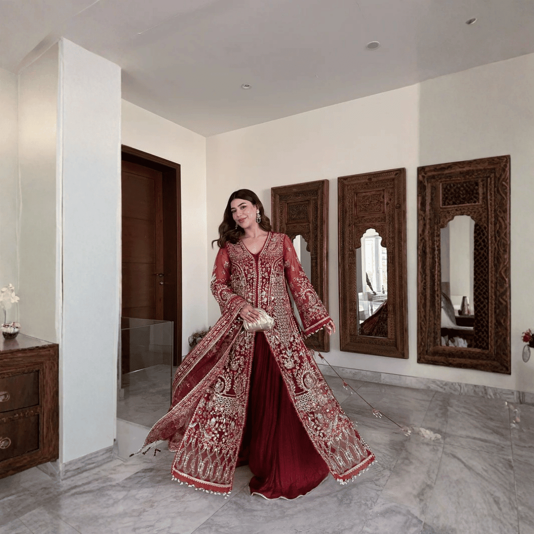 • Clothing: Embroidered/Printed suit for women - Made of best quality fabric - lawn or linen or chiffon - pure silk - Available at Najma Designs & Co. • Jewelry: Gold - plated stud earrings for