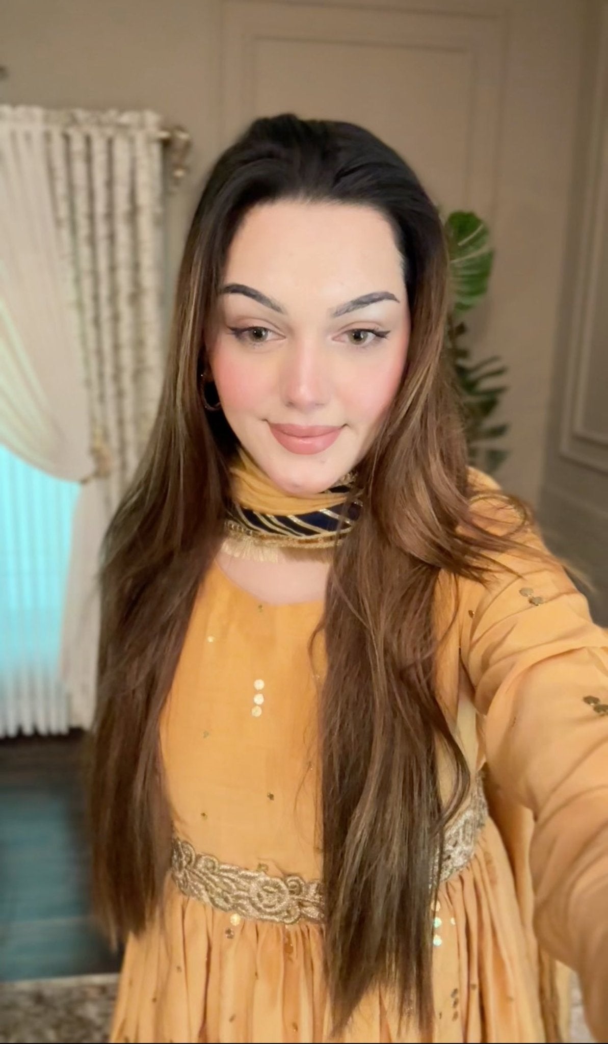 • Clothing: Embroidered/Printed suit for women - Made of best quality fabric - lawn or linen or chiffon - pure silk - Available at Najma Designs & Co. • Jewelry: Gold - plated stud earrings for