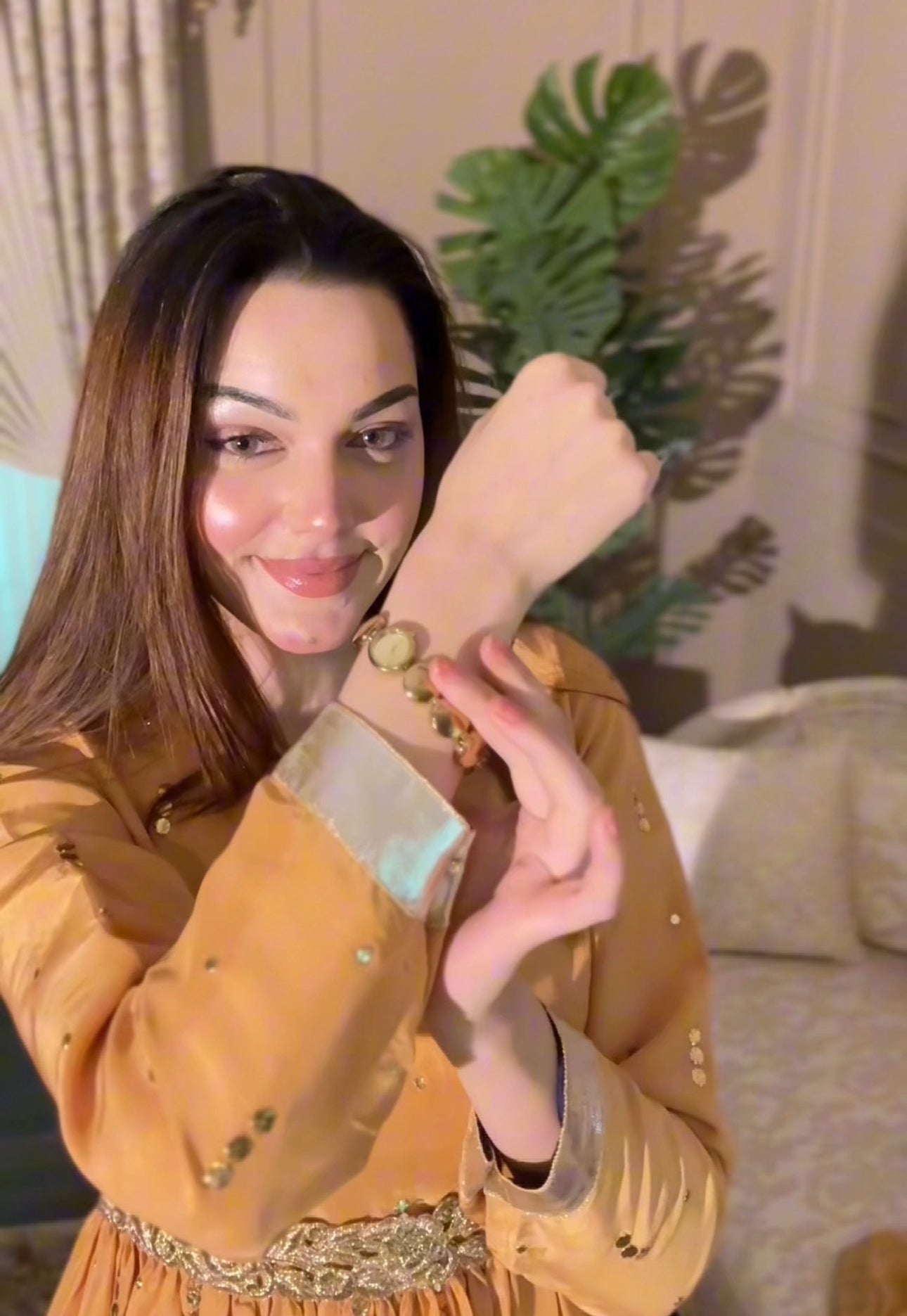 • Clothing: Embroidered/Printed suit for women - Made of best quality fabric - lawn or linen or chiffon - pure silk - Available at Najma Designs & Co. • Jewelry: Gold - plated stud earrings for