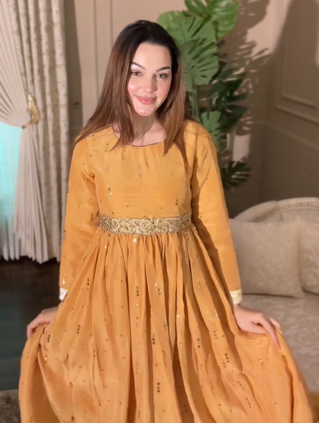 • Clothing: Embroidered/Printed suit for women - Made of best quality fabric - lawn or linen or chiffon - pure silk - Available at Najma Designs & Co. • Jewelry: Gold - plated stud earrings for