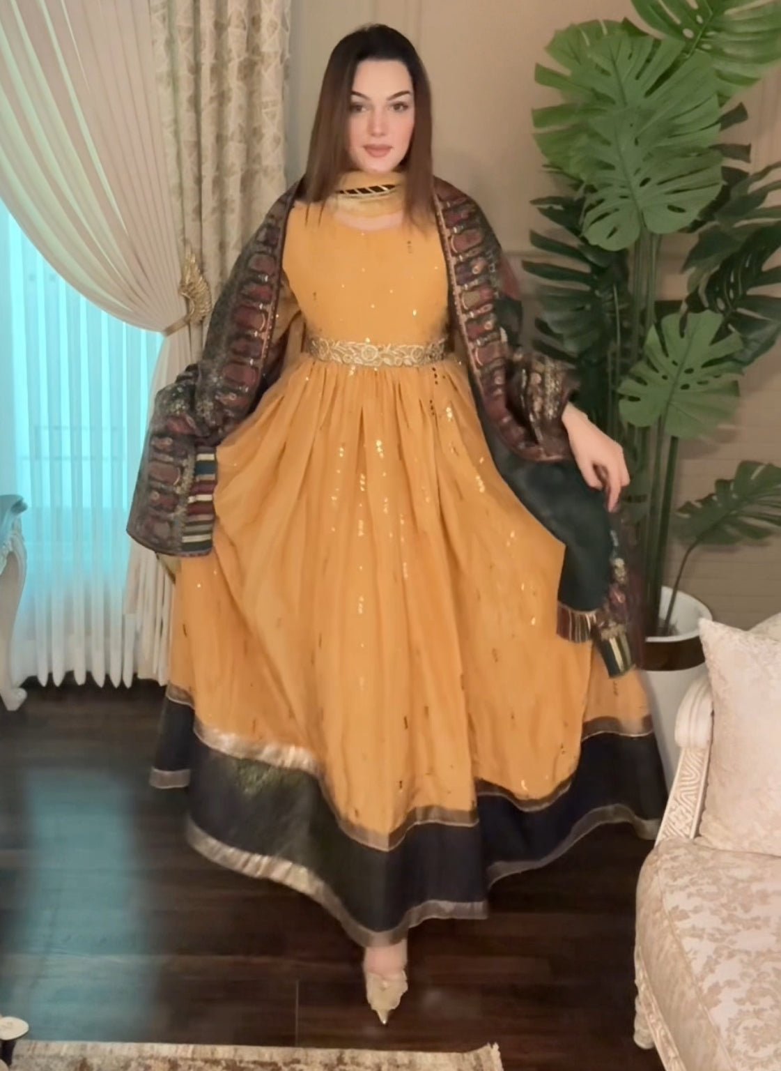 • Clothing: Embroidered/Printed suit for women - Made of best quality fabric - lawn or linen or chiffon - pure silk - Available at Najma Designs & Co. • Jewelry: Gold - plated stud earrings for