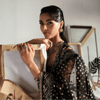 • Clothing: Embroidered/Printed suit for women - Made of best quality fabric - lawn or linen or chiffon - pure silk - Available at Najma Designs & Co. • Jewelry: Gold - plated stud earrings for