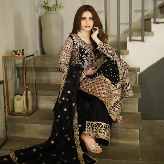 Stunning black- Pret-heavy embroidery - NajmaDesigns & Co.