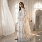 • Clothing: Embroidered/Printed suit for women - Made of best quality fabric - lawn or linen or chiffon - pure silk - Available at Najma Designs & Co. • Jewelry: Gold - plated stud earrings for