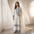 • Clothing: Embroidered/Printed suit for women - Made of best quality fabric - lawn or linen or chiffon - pure silk - Available at Najma Designs & Co. • Jewelry: Gold - plated stud earrings for