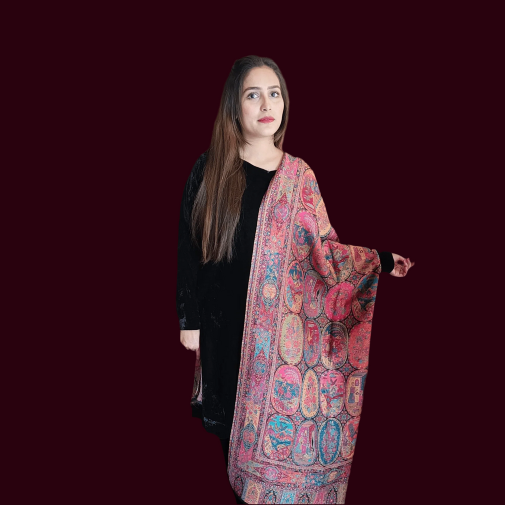Tripple Kaani Shikargah Multi Jaal Shawl- Premium Quality multi color, handmade 