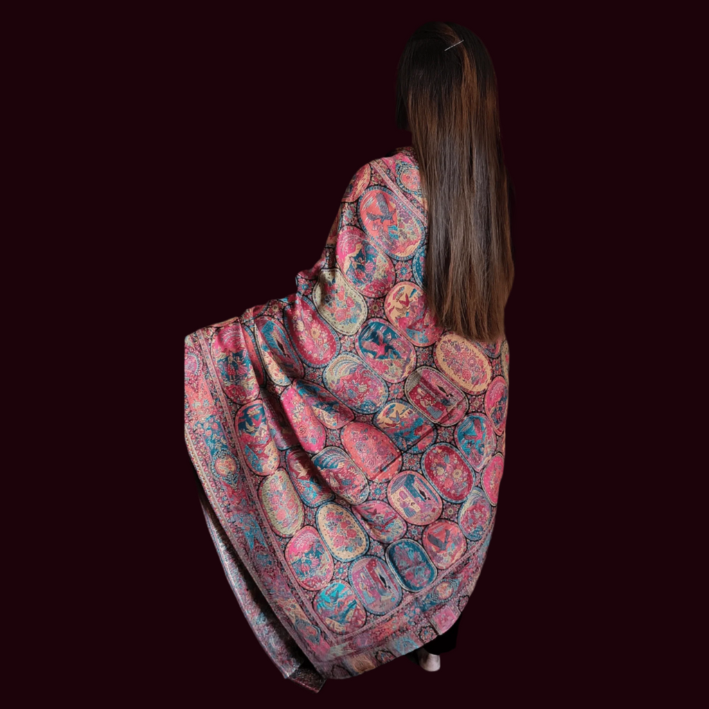 Tripple Kaani Shikargah Multi Jaal Shawl- Premium Quality multi color, handmade 