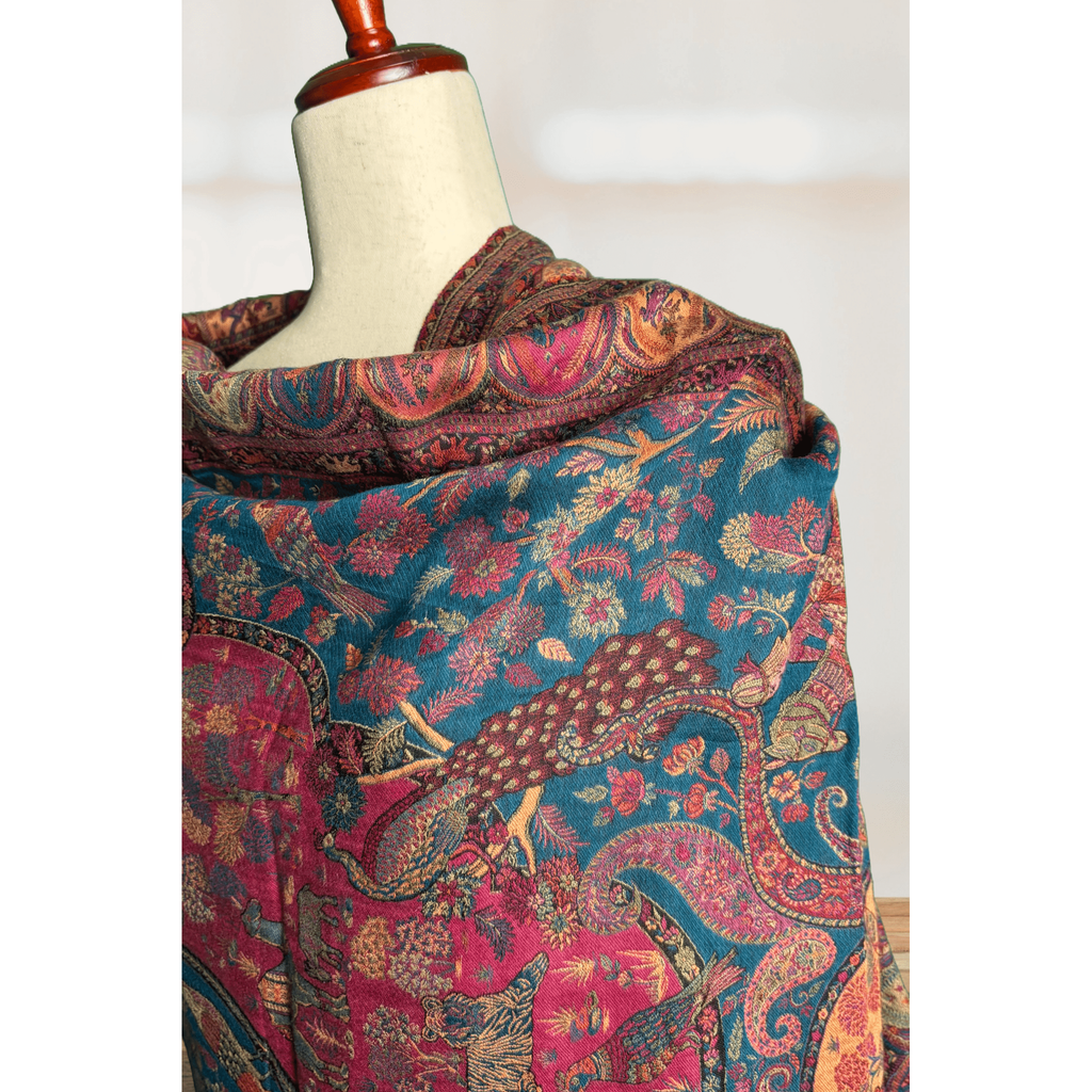 Tripple Kaani woven (Shikhargah) Pashmina Shawl- Premium Quality - NajmaDesigns & Co.
