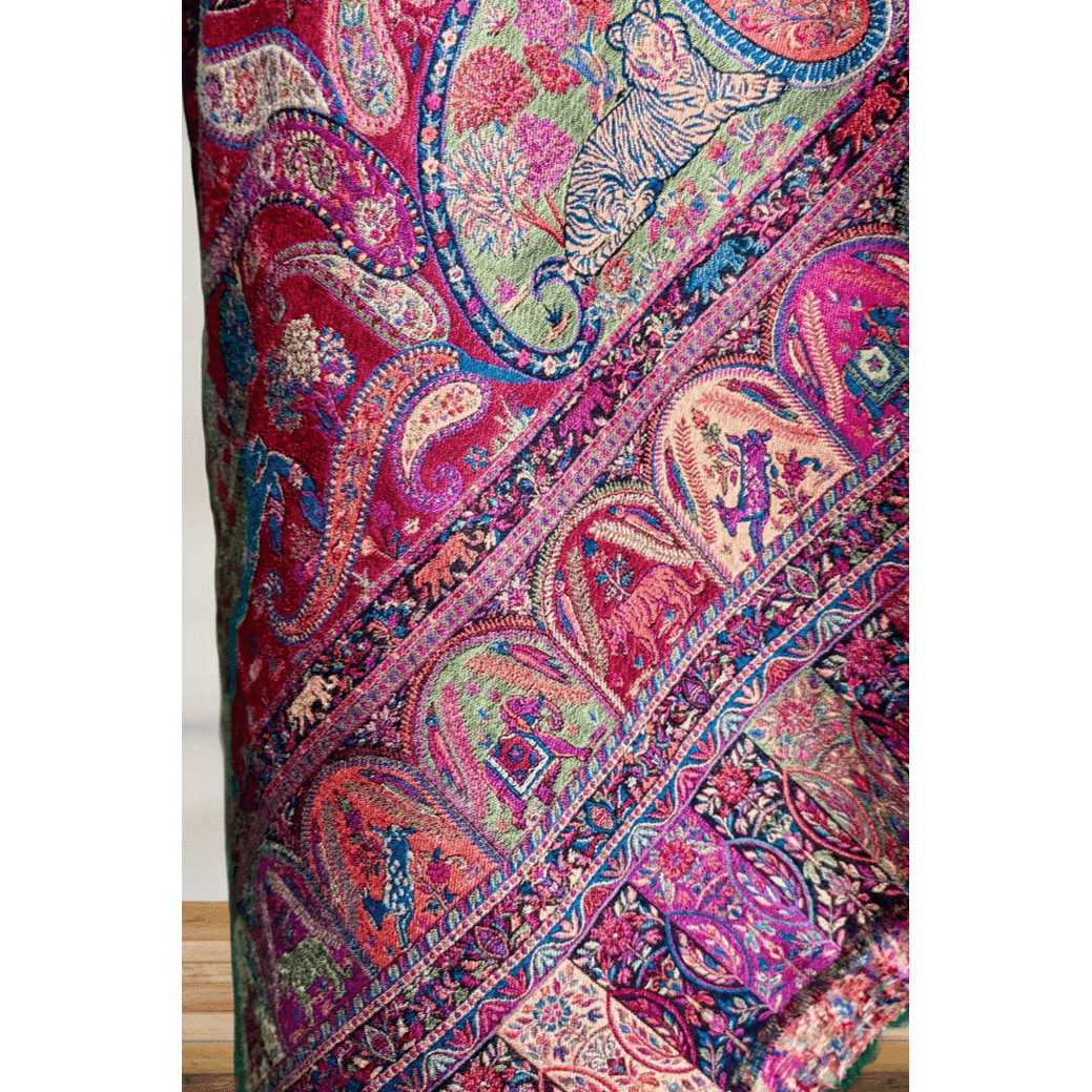 Tripple Kaani woven (Shikhargah) Pashmina Shawl- Premium Quality - NajmaDesigns & Co.