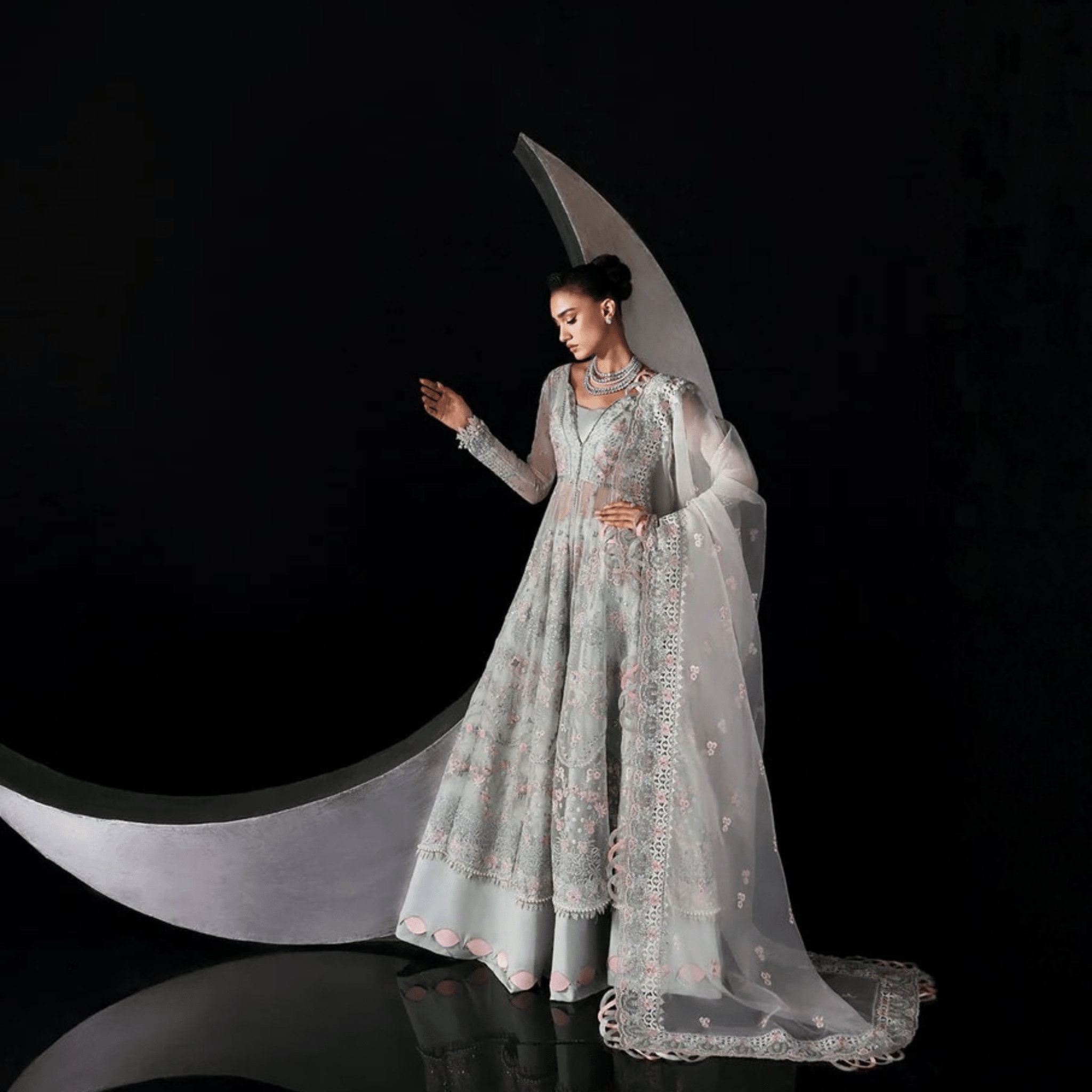 • Clothing: Embroidered/Printed suit for women - Made of best quality fabric - lawn or linen or chiffon - pure silk - Available at Najma Designs & Co. • Jewelry: Gold - plated stud earrings for
