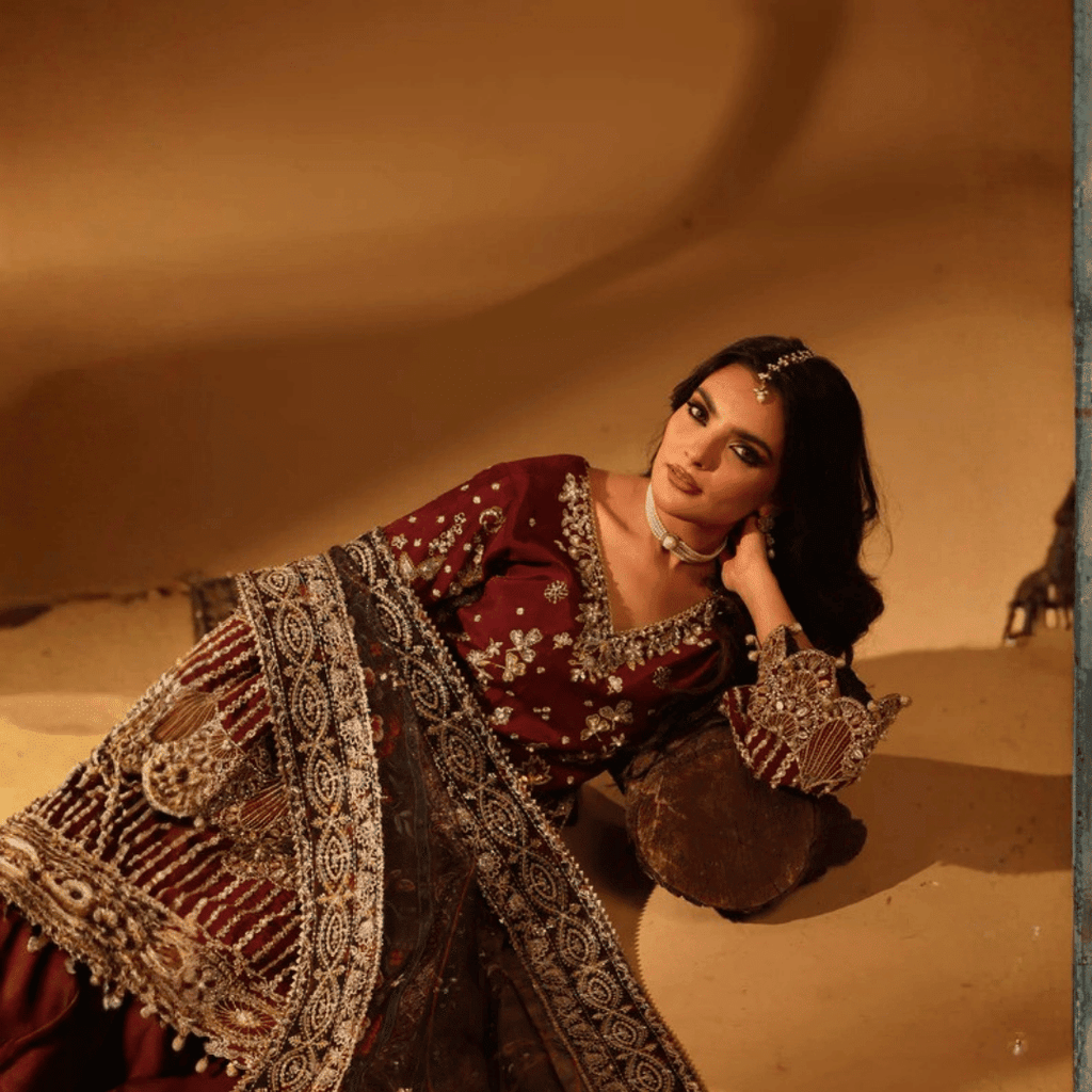 • Clothing: Embroidered/Printed suit for women - Made of best quality fabric - lawn or linen or chiffon - pure silk - Available at Najma Designs & Co. • Jewelry: Gold - plated stud earrings for