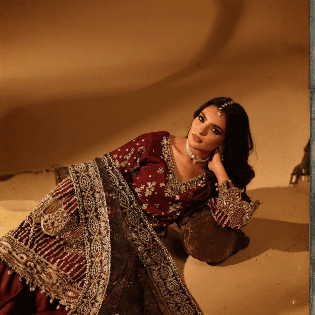 • Clothing: Embroidered/Printed suit for women - Made of best quality fabric - lawn or linen or chiffon - pure silk - Available at Najma Designs & Co. • Jewelry: Gold - plated stud earrings for