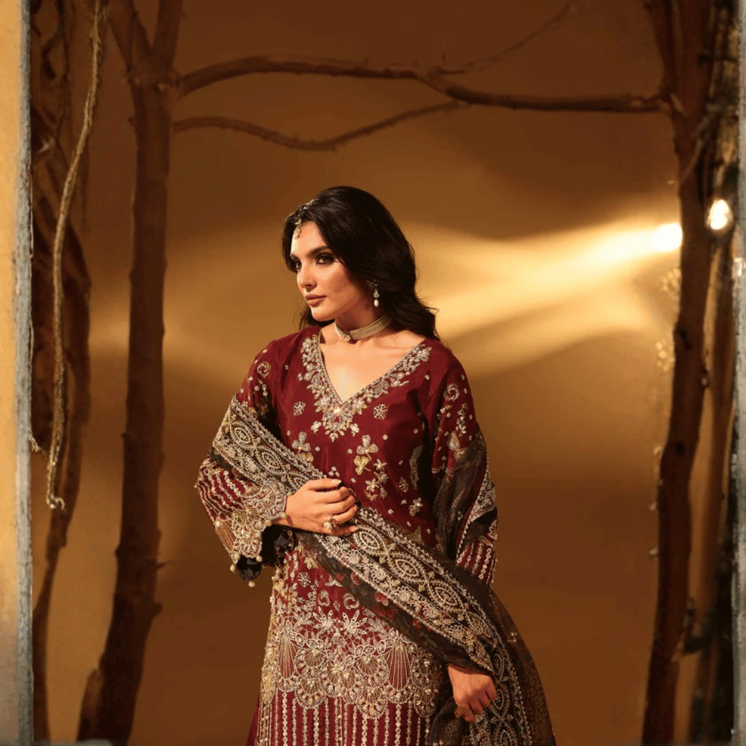 • Clothing: Embroidered/Printed suit for women - Made of best quality fabric - lawn or linen or chiffon - pure silk - Available at Najma Designs & Co. • Jewelry: Gold - plated stud earrings for