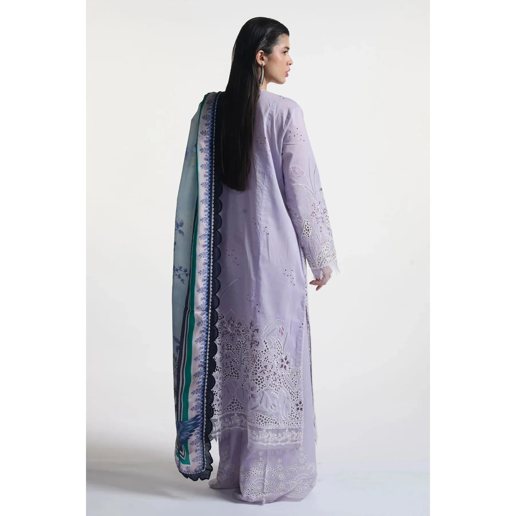 • Clothing: Embroidered/Printed suit for women - Made of best quality fabric - lawn or linen or chiffon - pure silk - Available at Najma Designs & Co. • Jewelry: Gold - plated stud earrings for