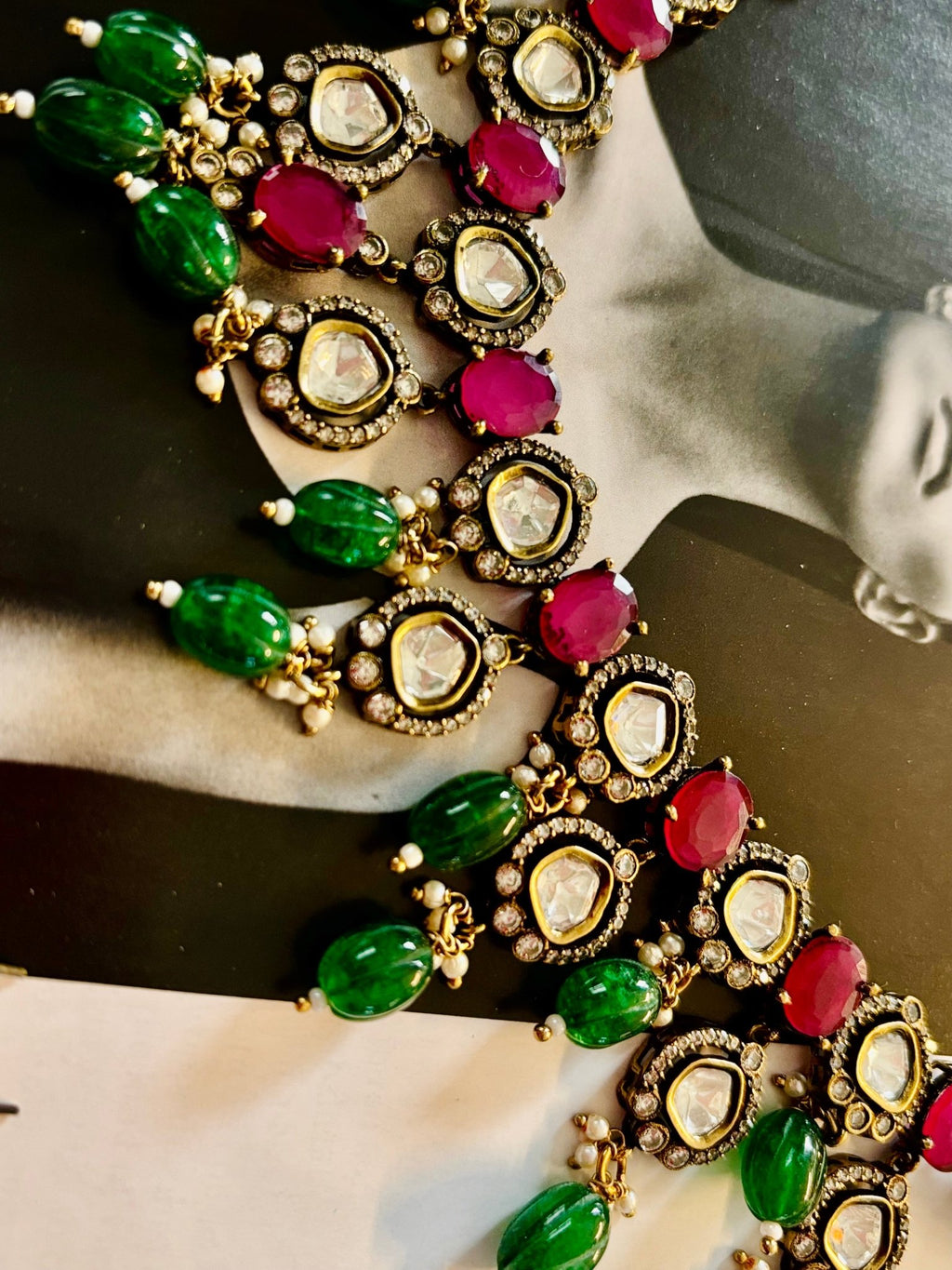 • Clothing: Embroidered/Printed suit for women - Made of best quality fabric - lawn or linen or chiffon - pure silk - Available at Najma Designs & Co. • Jewelry: Gold - plated stud earrings for