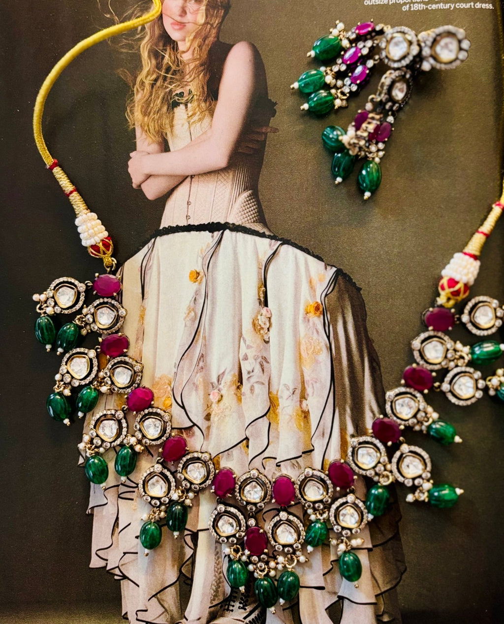 • Clothing: Embroidered/Printed suit for women - Made of best quality fabric - lawn or linen or chiffon - pure silk - Available at Najma Designs & Co. • Jewelry: Gold - plated stud earrings for